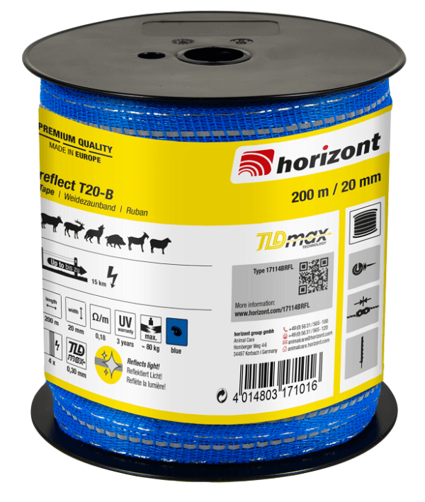 Weidezaunband reflect T20, 200 m, 20 mm, blau