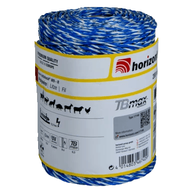 Weidezaunlitze hotshock W9-R blau/weiß, 200 m, 9 Leiter Ø 0,30 mm