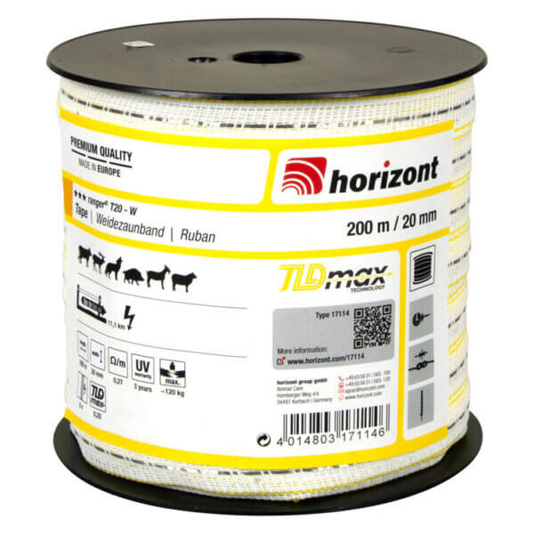 Weidezaunband ranger T20 W, 200 m, 20 mm, 5 Leiter