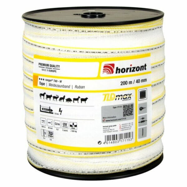 Weidezaunband ranger T40 W, 200 m, 40 mm, 8 Leiter