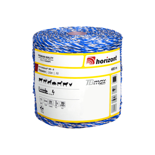Weidezaunlitze hotshock W9-R blau/weiß, 400 m, 9 Leiter Ø 0,30 mm