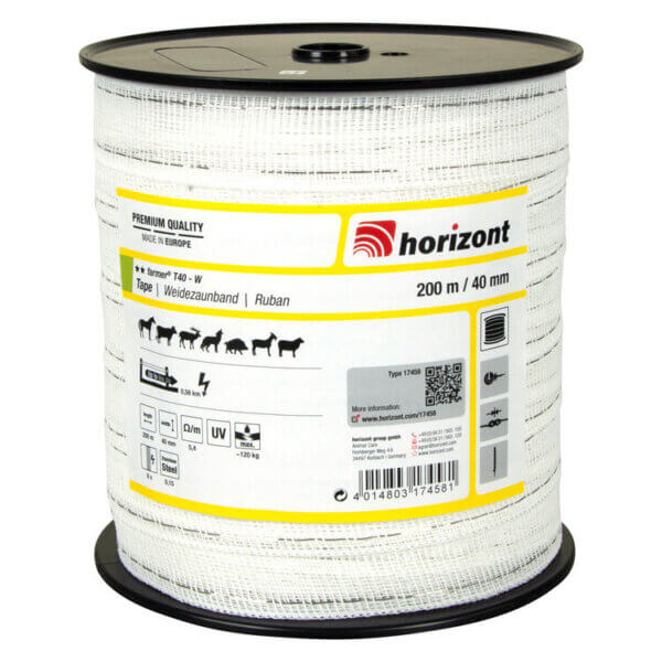 Weidezaunband farmer T40-W, 200 m, 40 mm, 8 Leiter