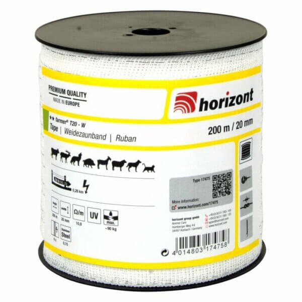 Weidezaunband farmer T20-W, 200 m, 20 mm, 4 Leiter