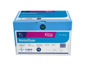 Topro Keto Duo Bolus für Milchkühe – schnell lösliche Bolus zur Unterstützung von Leberfunktion und Energiehaushalt rund um das Kalben, mit Pflanzenextrakten, Vitaminen, Hefe und Calciumpropionat für ein „Duo“-Wirkprinzip.