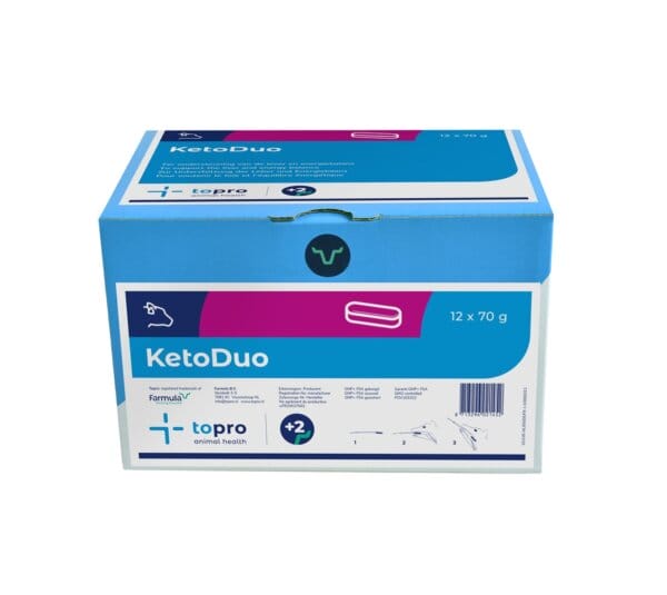 Topro Keto Duo Bolus für Milchkühe – schnell lösliche Bolus zur Unterstützung von Leberfunktion und Energiehaushalt rund um das Kalben, mit Pflanzenextrakten, Vitaminen, Hefe und Calciumpropionat für ein „Duo“-Wirkprinzip.