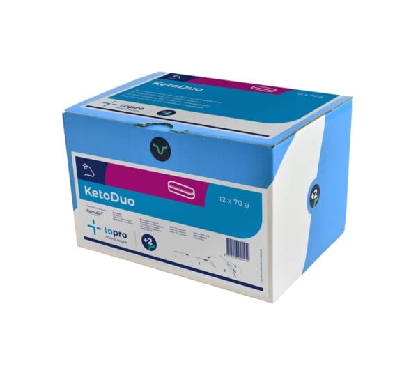 Topro Keto Duo Bolus für Milchkühe – schnell lösliche Bolus zur Unterstützung von Leberfunktion und Energiehaushalt rund um das Kalben, mit Pflanzenextrakten, Vitaminen, Hefe und Calciumpropionat für ein „Duo“-Wirkprinzip.