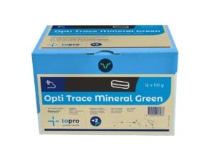 Topro Opti Trace Mineral Green Bolus für Bio-Jung- und Milchkühe ab 200 kg – Mineraldiätfuttermittel mit Jod, Kobalt, Kupfer, Zink, Mangan und Selen zur Unterstützung von Fruchtbarkeit, Wachstum und Widerstandskraft über 6 Monate.