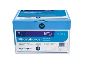 Topro Phosphorus Bolus – Mineralstoffbolus für Milchkühe zur Unterstützung des Phosphor- und Kalziumhaushalts rund um das Kalben und zur Verringerung des Risikos von Milchfieber und Downer-Syndrom.