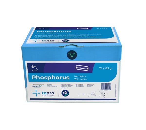 Topro Phosphorus Bolus – Mineralstoffbolus für Milchkühe zur Unterstützung des Phosphor- und Kalziumhaushalts rund um das Kalben und zur Verringerung des Risikos von Milchfieber und Downer-Syndrom.
