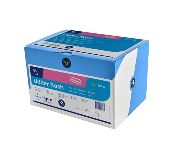 Topro Udder Flash Bolus – Ergänzungsfuttermittel mit natürlichen Pflanzenextrakten aus Knoblauch zur Unterstützung der Gesundheit von Milchkühen und Reduzierung der Zellzahl, mit einer Wirkungsdauer von 3 Tagen.
